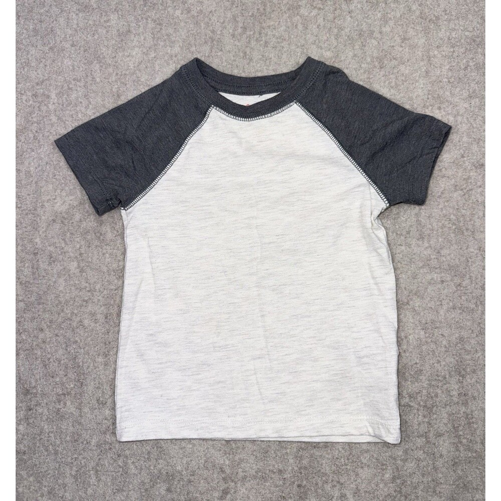 Cat & Jack Boys 18M Colorblock Gray/White Raglan Short Sleeve Crew Tee